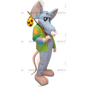Disfraz de mascota de rata azul y rosa gigante BIGGYMONKEY™ con