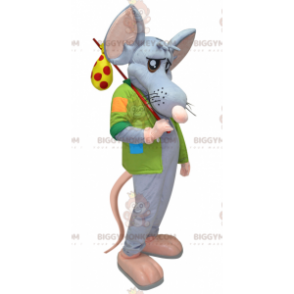 BIGGYMONKEY™ Costume da mascotte ratto gigante blu e rosa con