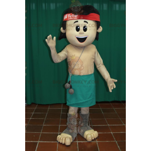 Costume de mascotte BIGGYMONKEY™ de garçon brun souriant avec