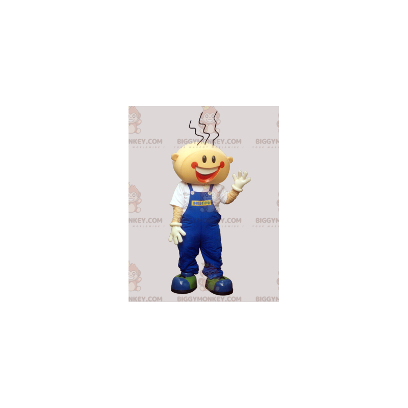 Smilende dreng BIGGYMONKEY™ maskotkostume med overalls -