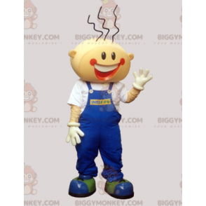 Leende pojke BIGGYMONKEY™ maskotdräkt med overall - BiggyMonkey
