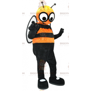 BIGGYMONKEY™ maskotti-asu, oranssi ja musta mehiläinen suurilla