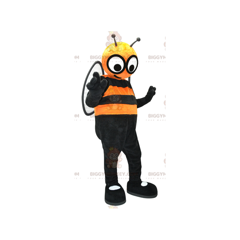 BIGGYMONKEY™ maskotkostume Orange og sort bi med store øjne -