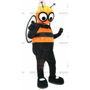 BIGGYMONKEY™ Mascot Costume Orange and Black Bee with Big Eyes