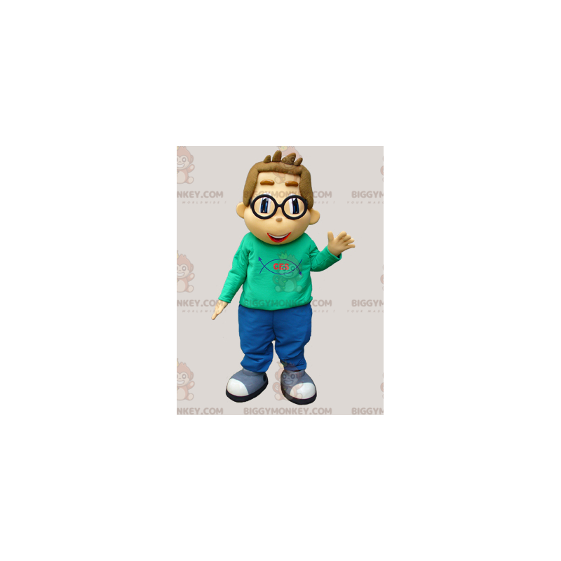 Costume de mascotte BIGGYMONKEY™ d'écolier de nerd