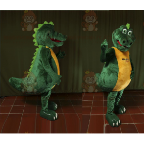 Traje de mascote de crocodilo gigante verde e amarelo