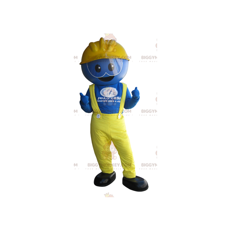 BIGGYMONKEY™ Blue Worker Man-mascottekostuum gekleed in geel -