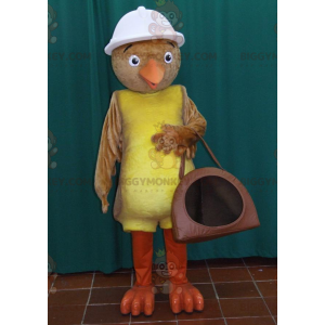 Costume de mascotte BIGGYMONKEY™ d'oiseau marron et jaune avec