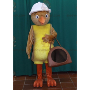 Disfraz de mascota de pájaro marrón y amarillo BIGGYMONKEY™ con