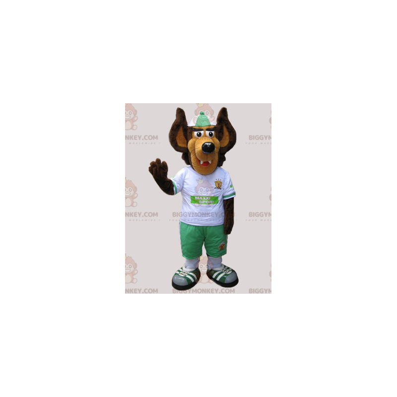 Disfraz de mascota BIGGYMONKEY™ de lobo marrón y tostado