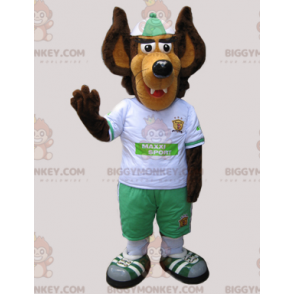 BIGGYMONKEY™ Costume da mascotte di lupo marrone e marrone