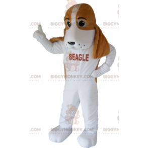 Brun og hvid beagle hund BIGGYMONKEY™ maskot kostume -