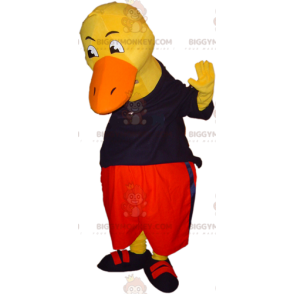 Kostým s maskotem BIGGYMONKEY™ Obří žlutá kachna v černé a