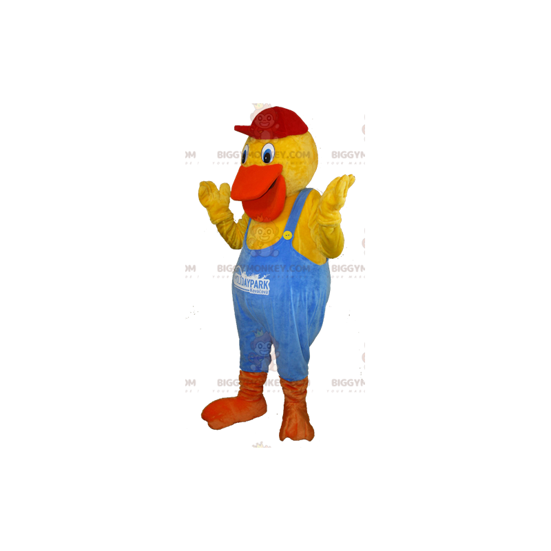 BIGGYMONKEY™ Mascot Costume Yellow and Orange Duck Dressed in