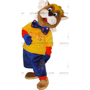 Costume de mascotte BIGGYMONKEY™ de chat marron et blanc