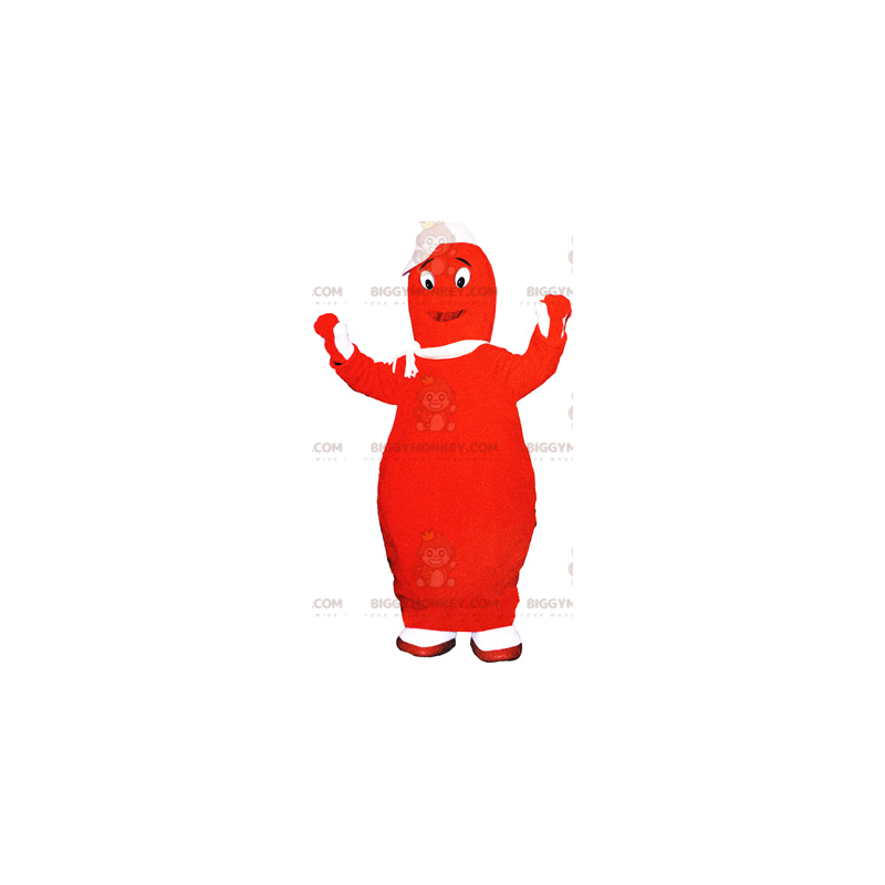 Rød Barbapapa BIGGYMONKEY™ maskotkostume. Kæmpe bowlingnål