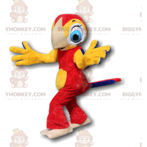 Costume de mascotte BIGGYMONKEY™ de perroquet rouge et jaune