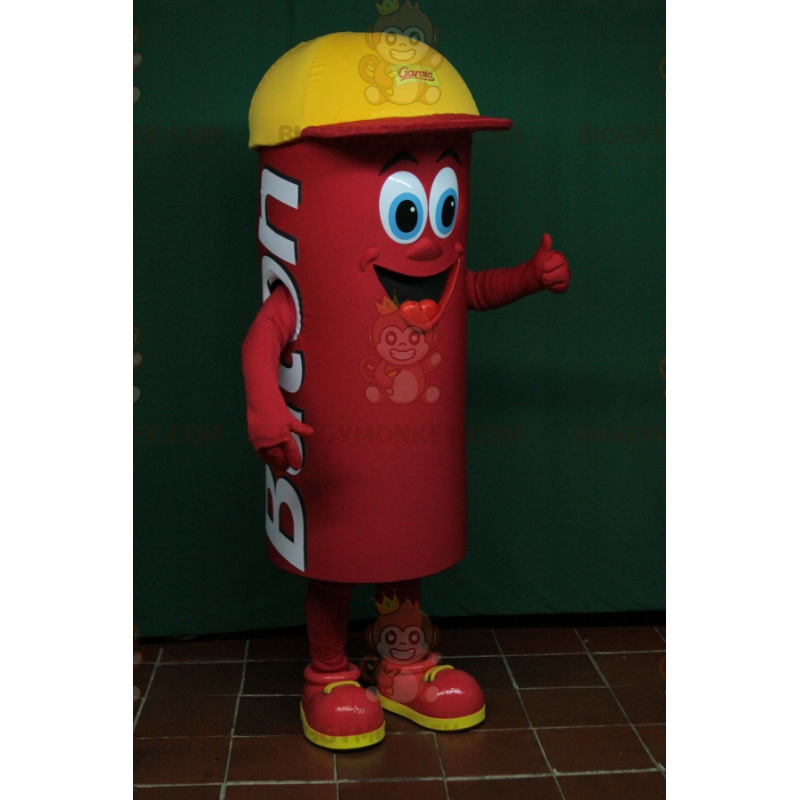 Costume de mascotte BIGGYMONKEY™ de bonhomme rouge cylindrique