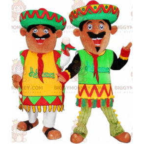 Duo de mascottes BIGGYMONKEY™ de Mexicains habillés en tenues