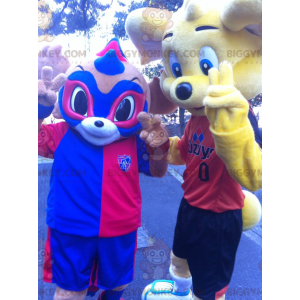 2 BIGGYMONKEY™-maskotti: keltainen karhu ja sini-punainen