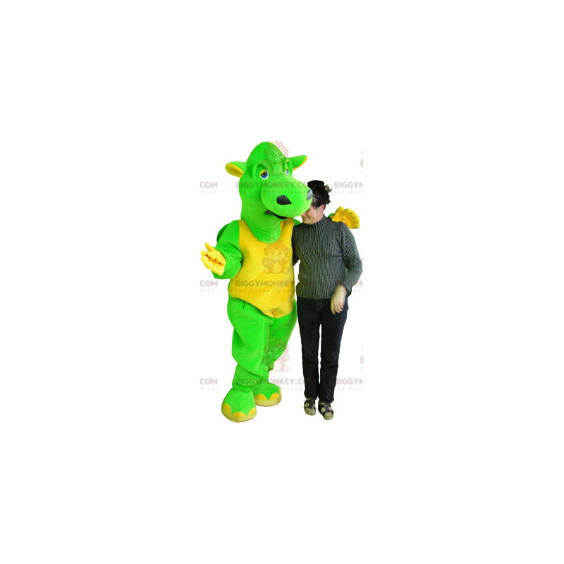 Verde mascote e amarelo do dinossauro, gigante