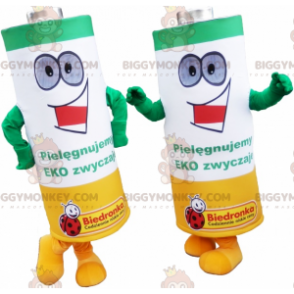 mascotte BIGGYMONKEY™ de piles électriques vertes jaunes et
