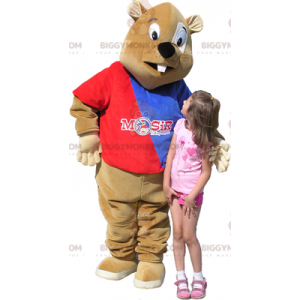BIGGYMONKEY™ Costume da mascotte castoro marrone con maglione
