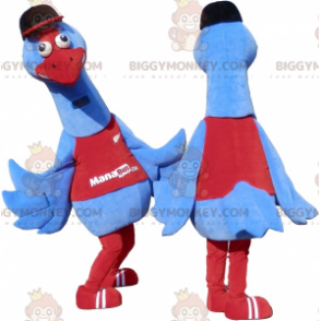 Duo de mascottes BIGGYMONKEY™ d'oiseaux bleus et rouges. 2