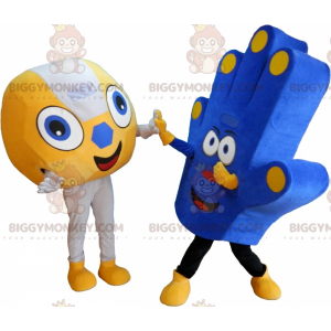 Duo de mascottes BIGGYMONKEY™ de supporters un ballon et une