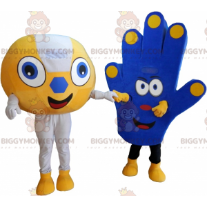 2 torcedores mascote BIGGYMONKEY™s uma bola e a mão de um