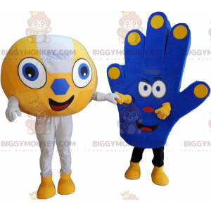 Duo de mascottes BIGGYMONKEY™ de supporters un ballon et une