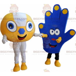 2 supporters maskot BIGGYMONKEY™s en boll och en supporters