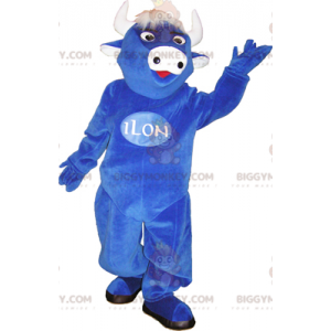 BIGGYMONKEY™ Costume da mascotte Mucca blu con capelli bianchi