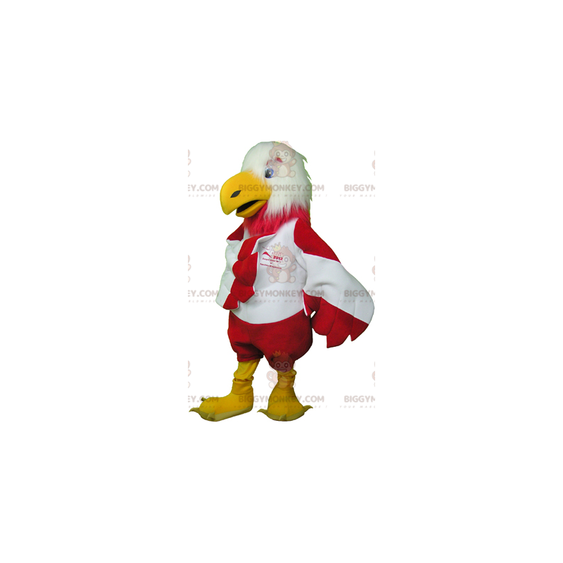 Velmi zábavný kostým maskota chlupatého bílého a červeného orla