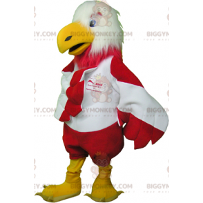 Very Fun Furry White and Red Eagle BIGGYMONKEY™ Mascot Costume