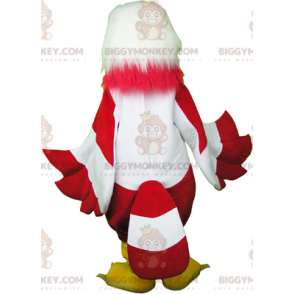 Costume de mascotte BIGGYMONKEY™ d'aigle blanc et rouge poilu