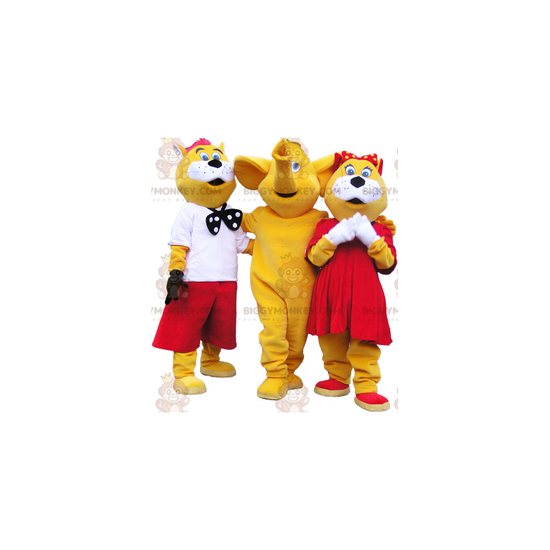 3 BIGGYMONKEY™s mascots: 2 yellow and white cats and an