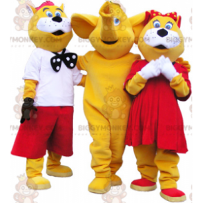 3 BIGGYMONKEY™s mascots: 2 yellow and white cats and an