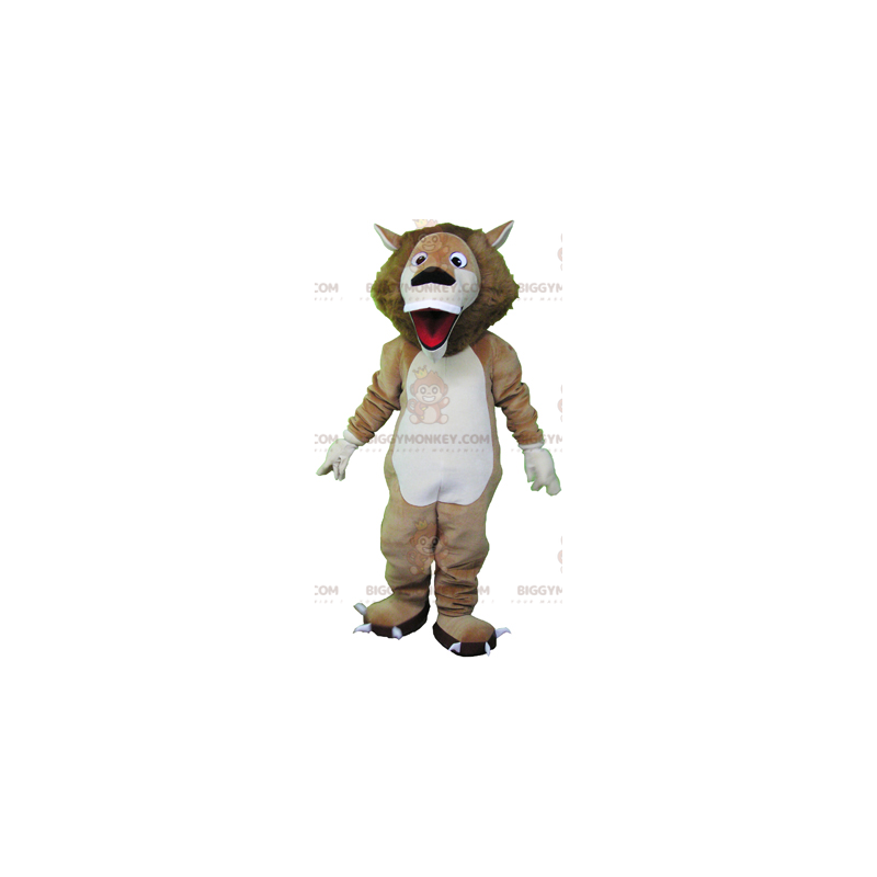 Costume mascotte BIGGYMONKEY™ leone beige e bianco molto