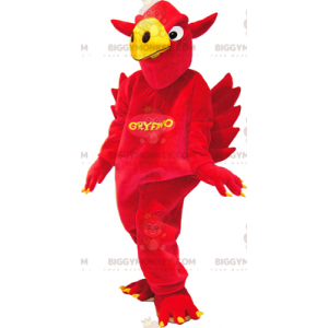 BIGGYMONKEY™ Maskotdräkt av röd och gul Griffin med vingar på