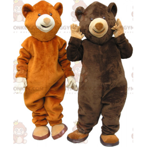 2 bjørne maskot BIGGYMONKEY™s en brun bjørn og en brun bjørn -