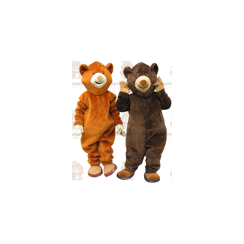 2 björns maskot BIGGYMONKEY™s en brunbjörn och en brunbjörn -