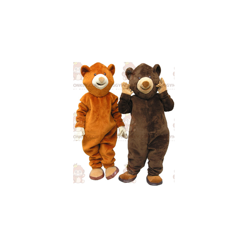 2 mascotte dell'orso BIGGYMONKEY™s un orso bruno e un orso