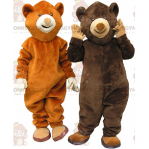 2 karhun maskotti BIGGYMONKEY™ on ruskea karhu ja ruskea karhu