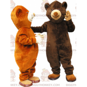 2 mascotte dell'orso BIGGYMONKEY™s un orso bruno e un orso