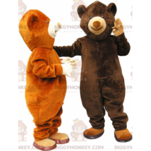 2 ursos mascote BIGGYMONKEY™ é um urso pardo e um urso pardo –