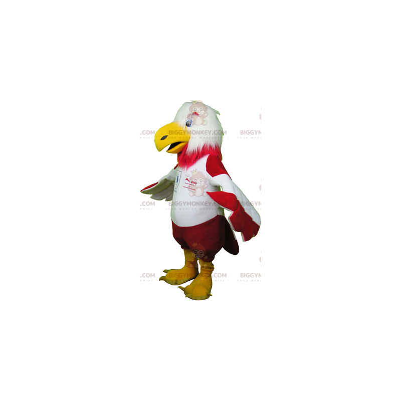 Costume de mascotte BIGGYMONKEY™ d'aigle rouge et blanc en