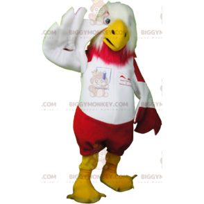 Costume de mascotte BIGGYMONKEY™ d'aigle rouge et blanc en