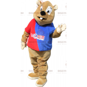 BIGGYMONKEY™ Costume da mascotte castoro marrone con abito
