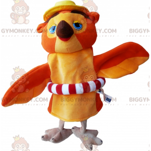 BIGGYMONKEY™ Maskottchen-Kostüm Orange und Hellbraune Eule mit